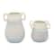 Set of 2 White Ceramic Farmhouse Vase, 12" x 10" x 9"